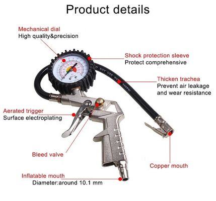 Alüminyum Otomatik Lastik Hava Şişirme Silahı Dijital Lastik Basınç Ölçüsü 200 PSI Maks Basınç