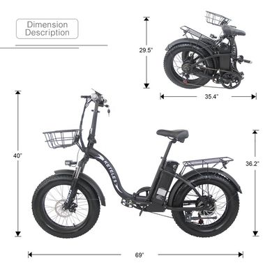 EU Stock 250W Motor 15AH Lityum Pil Katlanabilir E-Bike ve 20x4.0 inç Fat Tire