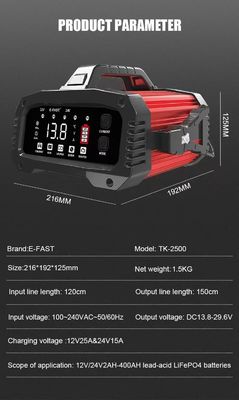- Şık tasarım Foxsur 12V 24V 25A Akıllı Pil Şarj Araç Kamyon Plug Konforlu onarım