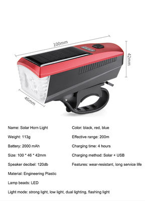 Mavi Güneş ve USB Şarj Bisiklet Işığı 2000mAh MTB Yol Bisikleti için Ön Far