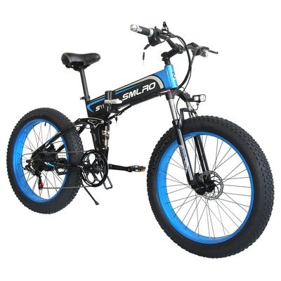 Elektrikli Bisiklet Şişman Lastik Katlama 13AH SMLRO S11 26x4.0 Inch 48V 1000W Motor 7 Hız
