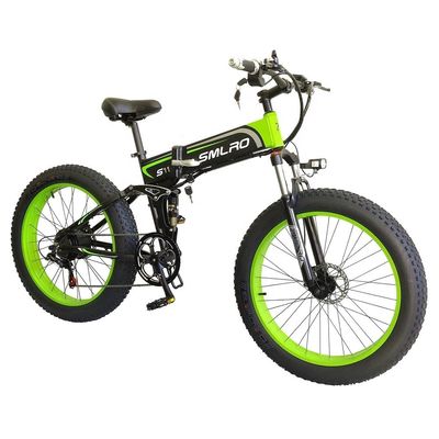 Elektrikli Bisiklet Şişman Lastik Katlama 13AH SMLRO S11 26x4.0 Inch 48V 1000W Motor 7 Hız