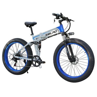 Elektrikli Bisiklet Şişman Lastik Katlama 13AH SMLRO S11 26x4.0 Inch 48V 1000W Motor 7 Hız
