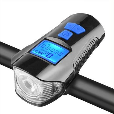 Siyah USB Şarj Bisiklet Ön Işık El feneri El Düzenleyici Bisiklet Başı Işık Hız Ölçörü LCD Ekranı