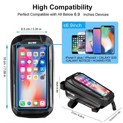 Su geçirmez 6.6 inç Telefon Kutusu MTB Paketi 1L Kapasite Bisiklet Aksesuarları için Dokunmatik Çanta