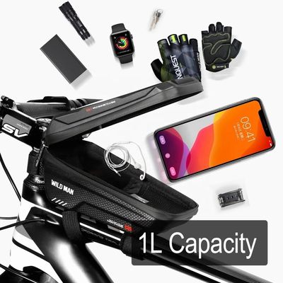 Su geçirmez 6.6 inç Telefon Kutusu MTB Paketi 1L Kapasite Bisiklet Aksesuarları için Dokunmatik Çanta